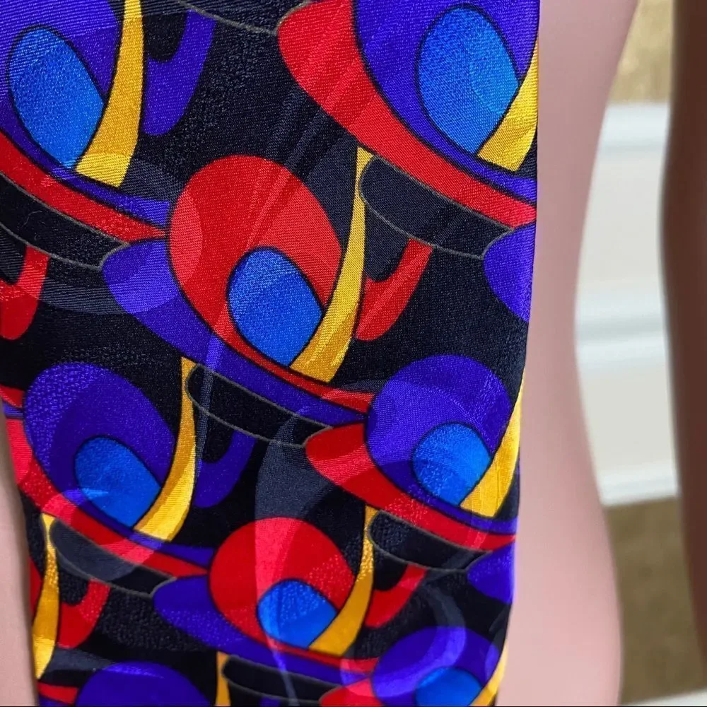 Givenchy multi colors geometric silk vintage tie